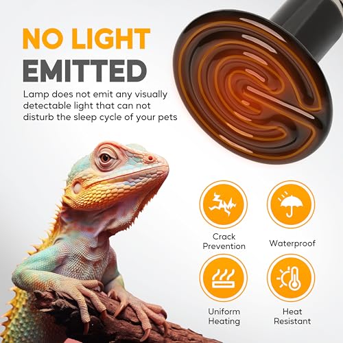 HealSmart 75W Reptile Heat Lamp Ceramic Heat Emitter, No Light Emitting Heat Bulbs, Suitable for Snake/Lizard/Spider, Plant Growth and Incubating Chicken, 4-Pack - size: 75W, style: 4 Pack