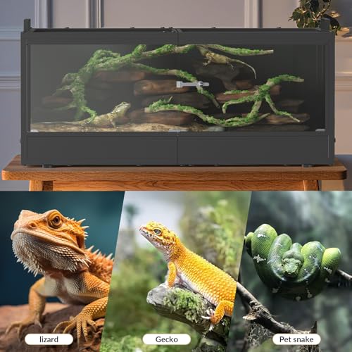 YBING 20 Gallon Reptile Terrarium - Bearded Dragon Tank with Glass Door, Front Opening Reptile Tank 28" x 12"x 12", Metal Frame, Terrarium Habitat for Geckos, Lizard, Snakes, Turtles