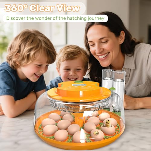 18 Egg Incubators for Hatching Eggs, Egg Incubator Incubator with Automatic Turning and Humidity Control, Auto Water Replenishment, 2 Size Trays, Air Vent, for Chicken Duck Quail Goose Eggs