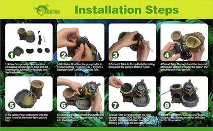 Reptile Water and Hideout Climb Device,Terrarium Waterfall Drinking Fountain, Water Dispenser Fountain with Food Dish for Bearded Dragon, Gecko, Chameleon, Lizard, Tree Frog & Turtle