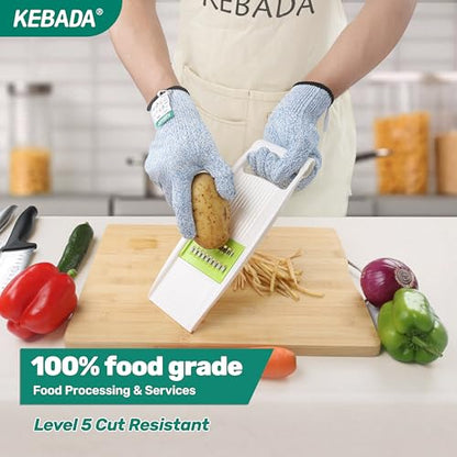 Kebada Cut Resistant Gloves, 100% Food Grade Cutting Gloves, ANSI A4 Level 5 Protection Anti Cut, Glass-Free and Steel-Free, Model C4, 6 Pairs, Medium - color: Blue(6 Pairs), size: 8/Medium