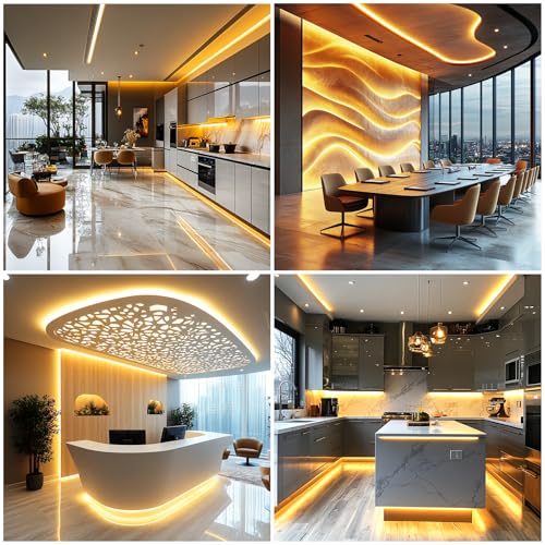 LED Strip Lights 24V COB Warm 3000K 16.4ft/5M (No Power Supply) | Super Bright, Dotless High Density 14W/m, 8mm Width Cuttable Flexible, Home DIY & Commercial Lighting - color: Warm 3000K (Only LED Strip)
