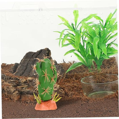 COLLBATH Faux Cactus Reptile Decor Plastic Resin Simulated Plant for Terrarium and Aquarium Safe Lizard Tank Accessory Vibrant Natural Look for Amphibian Habitat
