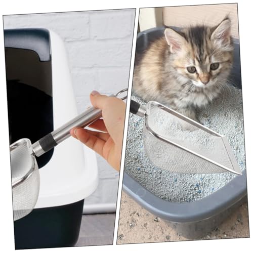 Luxshiny Reptile Litter Scoop Stainless Steel Metal Shovel 1.5x1.5mm Mesh Sifter for Indoor Terrarium Substrate Pet Waste Removal
