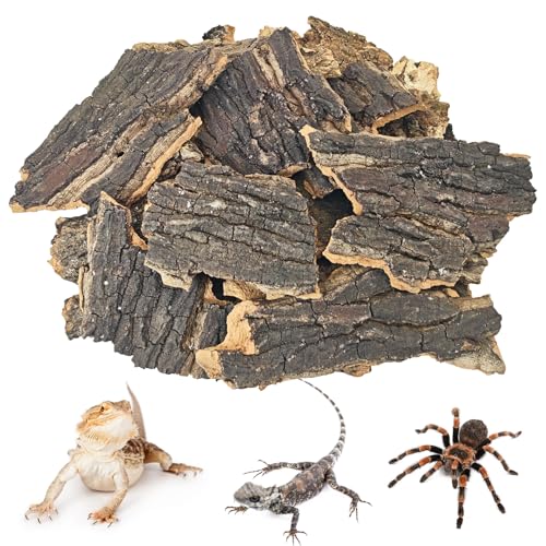 BNOSDM Reptile Cork Bark Substrate 2LB Lizard Bedding for Habitat Natural Flat Cork Wood Bulk Terrarium Reusable Bark Pieces for Chameleon, Ball Python, Crested Gecko, Spider, Tortoise, Tree Frog - size: 2LB