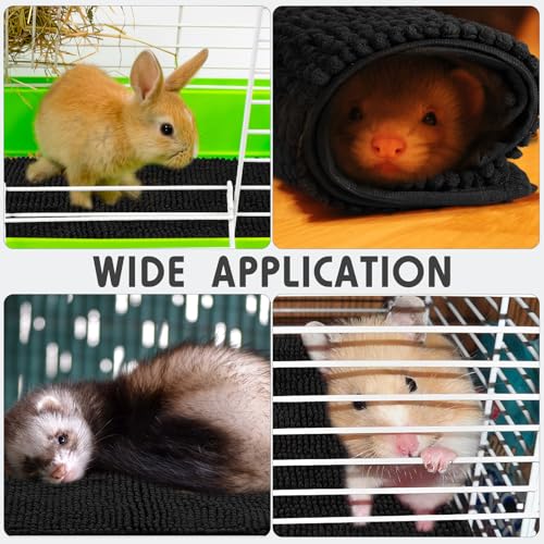 Amylove 4 Pcs Guinea Pig Cage Liner 16 x 24 Inch Washable Chenille Pee Pads Pet Dog Cat Bedding Training Mat Reusable for Small Animals Puppy Bunny Hamster Chinchilla - color: Black, size: 16 x 24 Inch, style: Low Pile Chenille