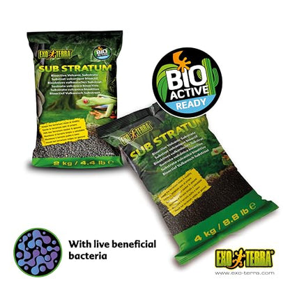 Exo Terra Sub Stratum, Bioactive Volcanic Substrate for Reptile Terrariums, Eliminates Odor, Offers Correct Moisture Levels 8.8 lb - size: 8.8 lb