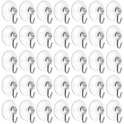 Mudder Suction Cup Hooks Wall Clear Suction Cups with Metal Hooks Window Hangers for Glass Wall Towel Hangers Supplies Bathroom Glass Kitchen Decorations,3 lbs(50 Pieces,45 mm) - size: 45 mm