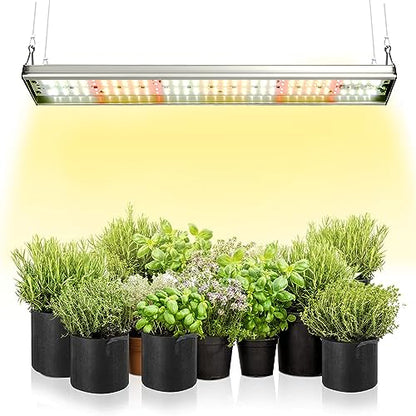 CANAGROW CG-400 LED Grow Lights for Indoor Plants, Upgraded Full Spectrum Plant Light with 5000K 3000K Daylight + 660nm Red Hanging Growing Lamps for Seed Starting Seedlings Succulents Vegetable - color: Silver