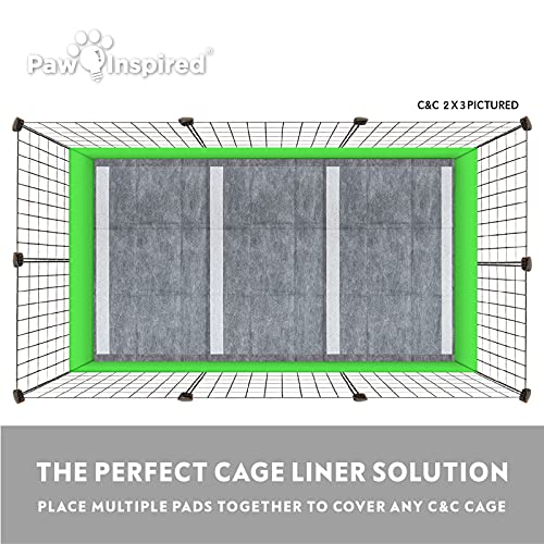 Paw Inspired Disposable Guinea Pig Cage Liners | Bamboo Charcoal Odor Controlling | Super Absorbent Liners Pee Pads for Ferrets, Rabbits, Hamsters, and Small Animals (28x17 (C&C 2x1) - 8 ct) - size: 28x17" (C&C 2x1) - 8 ct