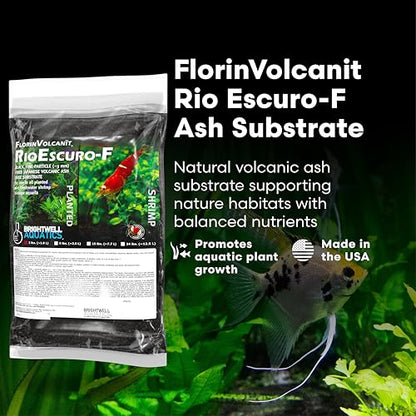 Brightwell Aquatics FlorinVolcanīt Rio Escuro-F – Volcanic Substrate for Freshwater Planted & Shrimp Aquariums – Boosts Root Growth, Lowers GH & pH, 5lb - size: 5 lbs