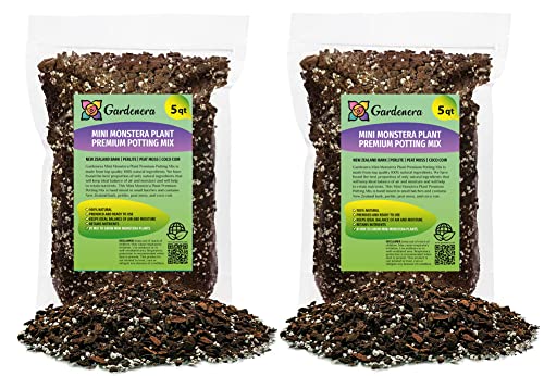 Organic Planting Mix for Mini Monstera - Promotes Steady Growth and Vibrant Leaves by Gardenera - 10 Quart (2 Bags of 5 Quart) - size: 10 QUART
