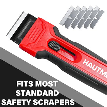 HAUTMEC 100 Pack Single Edge Razor Blades, Heavy Duty Edge Blades, Ultra Sharp, Rust-Resistant,Industrial & DIY Use, Fits most Standard Scraper & Utility Knife, for Removing Decals, Stickers 25029 - style: 100pc Razor Blades