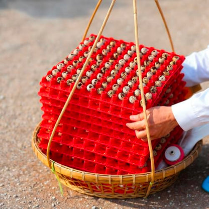 Teenyyou 10 Pcs 90 Egg Plastic Trays Quail Egg Flats Holder for Quail Pigeon Dove Bird Flat Carton (Red) - color: Red