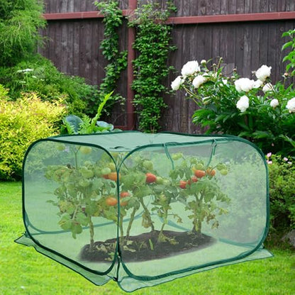 35" x 35" x 27.5" Pop Up Mesh Plant Cover, Foldable Plant Protector Mesh Plant Enclosure, Garden Net Cage Guard Cover with 4 Ground Stakes for Protecting Plant Vegetable Fruit from Birds Insects - color: 1 Pc