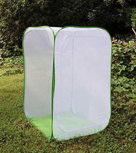 5 Feet Extra Large Monarch Butterfly Habitat, Giant Collapsible Insect Mesh Cage Terrarium Pop-up (White + Green, 35 x 35 x 59 Inches) - size: 35 x 35 x 59 Inches