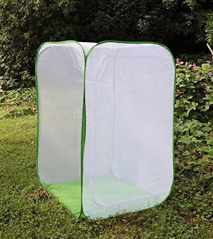 5 Feet Extra Large Monarch Butterfly Habitat, Giant Collapsible Insect Mesh Cage Terrarium Pop-up (White + Green, 35 x 35 x 59 Inches) - size: 35 x 35 x 59 Inches