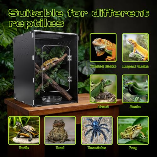 25 Gallon Reptile Tank Enclosure,16x16x24 Reptile Terrarium Acrylic Front Opening with Metal Translucent Mesh Top for Crested Gecko Lizards, Snakes, Chameleon