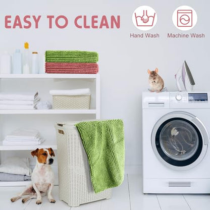 Amylove 4 Pcs Guinea Pig Cage Liner 16 x 24 Inch Washable Chenille Pee Pads Pet Dog Cat Bedding Training Mat Reusable for Small Animals Puppy Bunny Hamster Chinchilla - color: Green Pink, size: 16 x 24 Inch, style: Low Pile Chenille