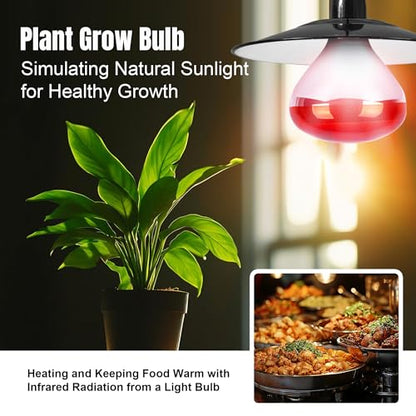 250W R40 Red Heat Lamp Bulbs (4-Pack), Infrared Heat Bulbs, Infrared Therapy Bulbs for Bathroom, Sauna, Pets & Chickens, 2,000 Hour Rated, E26 Base - color: Red