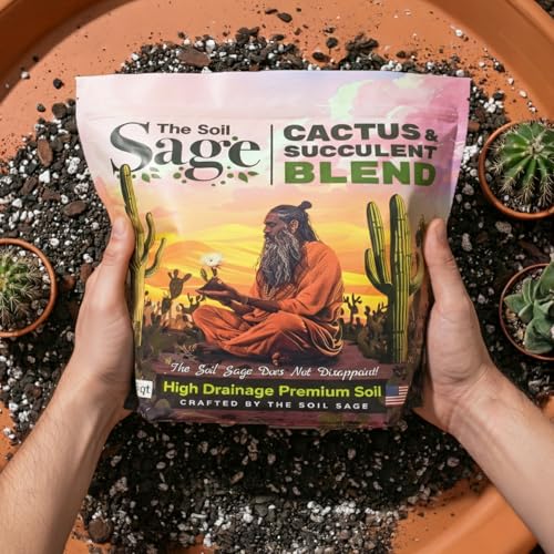 The Soil Sage 5 Dry Qt Cactus & Succulent Potting Soil Mix, USA Made - Gritty, Fast Draining, Soilless, Root Boosting, Peat-Free - Growth of Cactus, Succulents, Jade, Aloe Vera (5 Qt) - size: 5 Qt