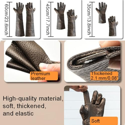 ThreeH Animal Handling Gloves Falconry Cat Scratch Proof Reinforced Leather Glove - size: Large
