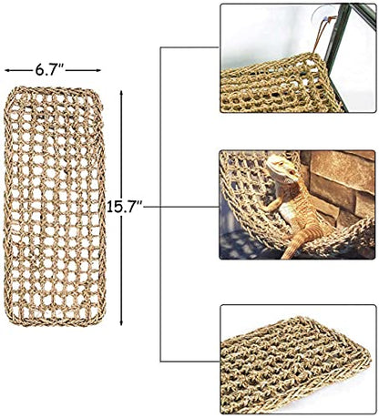 kathson Bearded Dragon Hammock Reptile Lounger Reptiles Plants Hanging Fake Vines Boston Climbing Terrarium Plant Lizard Tank Accessories Flexible Leaves Decor for Chameleon Gecko Snakes