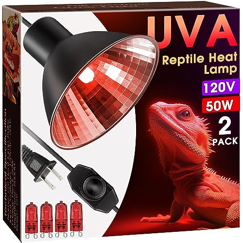 Briignite Reptile Heat Lamp Red, 50W G9 Heat Bulb & Dome Reptile Light Fixture, Aluminum Reflector, Dimmable Heat Lamp for Chicken, Turtle, Snake, Gecko, Lizard, 2 Pack - color: Red, size: Heat Lamp