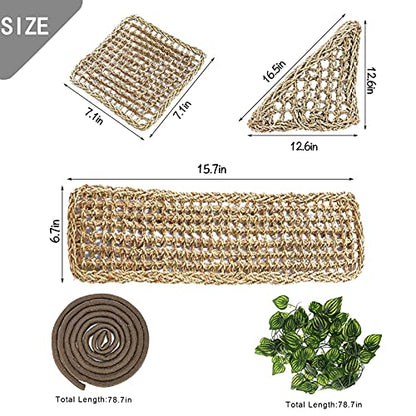 Tfwadmx Bearded Dragon Hammock Lizard Lounger Natural Seagrass Fiber Reptile Climbing Toys Jungle Climber Vines Decor for Hermit Crabs Geckos Snakes