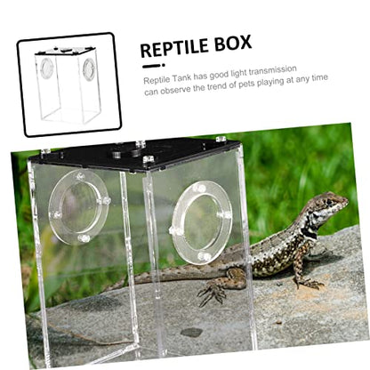 ORFOFE Reptile Breeding Box Professional Transparent Reptile Tank for Snakes Lizards Spiders and More Ventilated Acrylic Habitat with Full View Design for Easy Observation