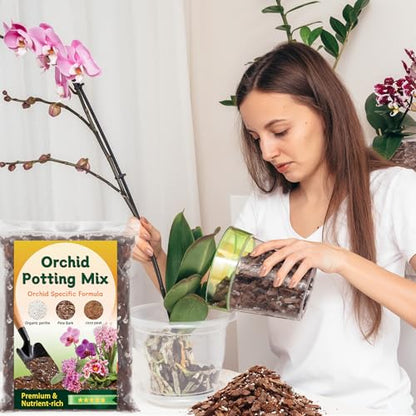 Orchid Potting Mix,Premium Orchid Bark Potting Mix for Repotting Blend with Pine Bark,Perlite,Coco Peat, Natural Ingredients for Indoor Potted Plant, Well Drainage and Ventilation 4QT - size: Orchid Bark Potting Mix 4QT
