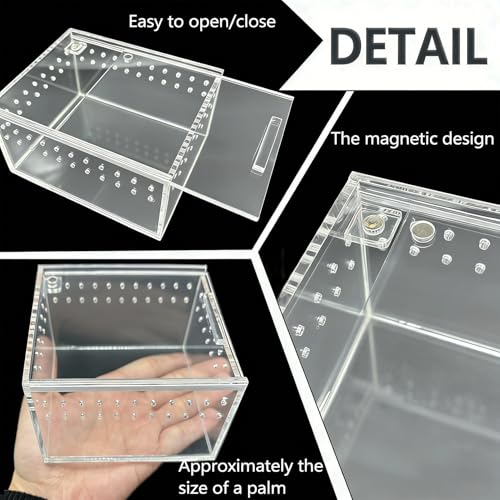 Reptile Breeding Box Small Acrylic Spider Terrarium Tarantula Enclosure Hermit Crab Tank with Terrarium Moss for Scorpion Insect Isopods Invertebrates