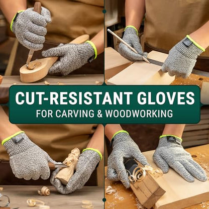 BeaverCraft Wood Carving Gloves CRG - Cutting Cut Resistant Gloves Level 5 for Whittling, Woodworking, Food Prep - color: Large