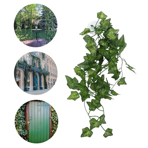 Pssopp Lifelike Plant Decorative Hanging Silk Terrarium Plant with Suction Cup for for Reptile Rainforest Box Aquarium Landscape(NFF‑87)