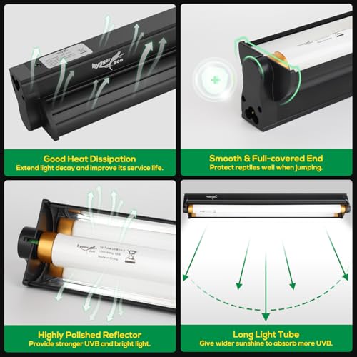 T8 10.0 UVB Reptile Light Fixture UVB Bulb Lighting Combo Kit, HO 17W UVB Light for Reptiles Terrarium Hood with Reptile UVB Light Bar UVB Tube Light Lamp Desert for Bearded Dragon Turtle Tank, 24Inch - size: T8-24Inch