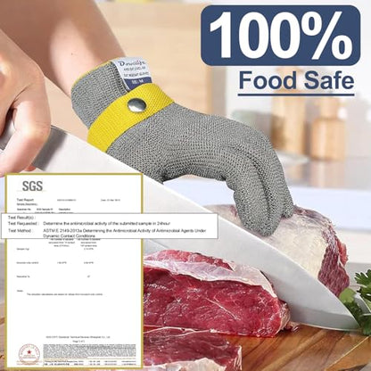 Dowellife ANSI A9 Cut Resistant Glove Food Grade, Stainless Steel Mesh Metal Knife Cutting Glove for Butcher Meat Cutting Oyster Shucking Kitchen Mandoline Chef Slicing Fish Fillet (X-Large) - size: X-Large (Pack of 1)