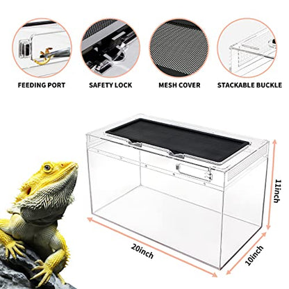 Reptile Growth Reptile Terrarium,10 Gallon Reptile Tank 20" x 10"x 11",for Insect，Fish，Tarantula，Hermit Crab，Jumping Spider，Iguana，Tortoise，Leopard Gecko，Bearded Dragon - size: 20" x 10"x 11"
