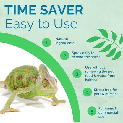No Scent Reptile Tank Cleaner Spray & Pet Odor Management for Bearded Dragon, Turtle, Lizard Terrarium Freshener (32 Fl Oz / 946 mL) - size: 32 Fl Oz (Pack of 1)
