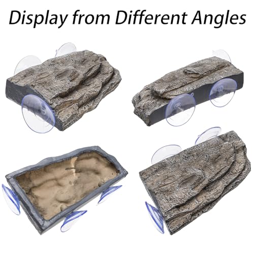 ZENFUN Turtle Basking Platform, Tank Aquarium Tortoise Climbing Platform with 3 Suction Cups, Simulation Rock Resting Terrace, Turtle Tank Accessories for Baby Tortoise, Terrapins, Frogs