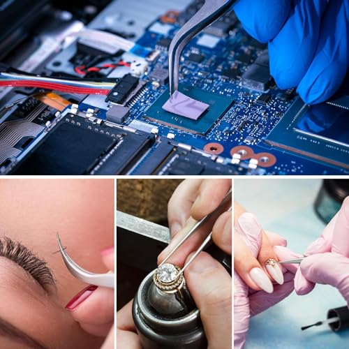 Precision Tweezer, Upgraded Professional Fine Tip curved, High-end Stainless Steel Tweezers for Craft, Electronics, Soldering, Eyelash Extensions, Laboratory Work, Jewelry-Making - style: Fine Tip Curved (4.72in)