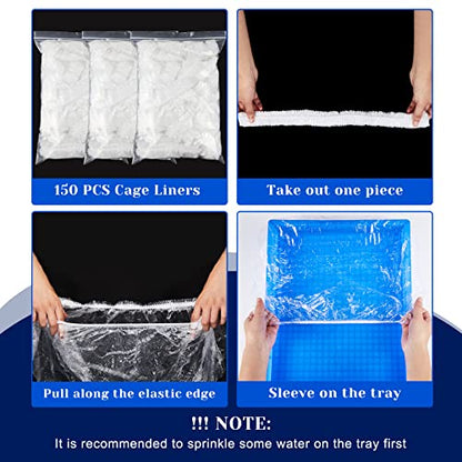 Tondiamo 150 Pcs Cage Liners for Small Animals Disposable Hamster Tray Clear Box Leak Proof Guinea Pig Cage Liner Bag Litter Toilet Film for Rabbit Bunny Hamster Hedgehog (Medium) - size: 1 Count (Pack of 150)