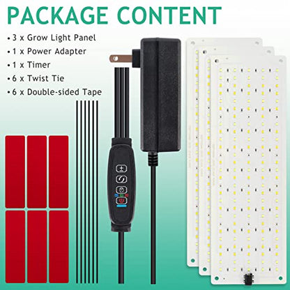 LBW Grow Light, 405 LEDs Full Spectrum Small Grow Lights, 4/8/12H Timer, 3 Lighting Modes, 10 Dimmable Levels, Plant Lamp Strip for Seedlings, Veg, Bloom, 3 Pack - size: 3 Packs