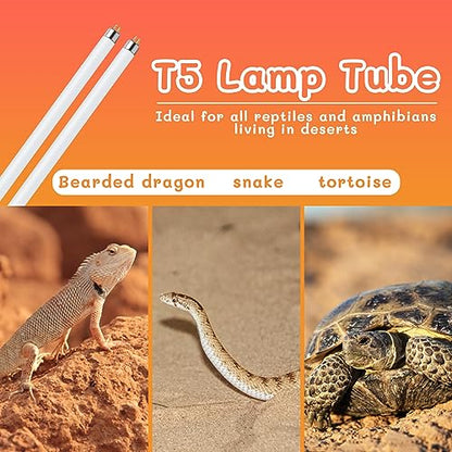 T5 UVB Reptile Light 39W 10.0, UVA Light Bulb for Reptiles, 2 Pack Lamp Tube for Bearded Dragon - size: 2 pack T5 Tube-39W 10.0