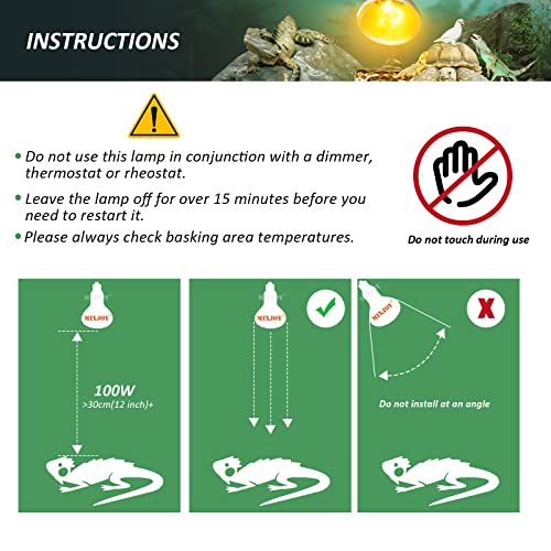 MIXJOY 2 Pack 100W Reptile Heat Lamp Bulb Full Spectrum UVA UVB Sun Light for Reptile and Amphibian Use - size: 2 Count (Pack of 1)