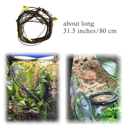 Seagrass Hammock for Bearded Dragon,Large Reptile Hammock with Suction Cups Lizard Lounger Bed Jungle Climber Vines Chameleon Terrarium Habitat Decor for Bearded Dragons,Geckos,Snakes