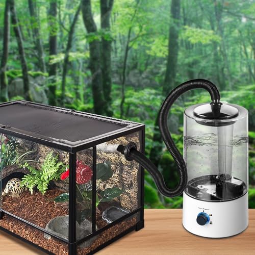 Reptile Humidifier Misters Fogger, with Extended Hose - Adjustable & Quiet Fogger/Mister for Chameleon, for Amphibians/Herps/Vivarium with Terrariums and Enclosures