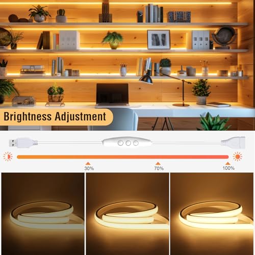 USB Dimmer Switch 2 Pack, 10-Level PWM Dimming with Memory Function for 5V LED Strips, Desk Lamps, Neon Sign and RV (5Volt 2A Max, Stepless 10%-100%)