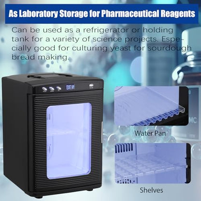 GarveeTech Scientific Incubator 25 L, Digital Laboratory Incubator with AC & DC Power, Reptile Incubators for Hatching Eggs with Precise Temperature Control from 10 to 60°C (72°F to 140°F), Black