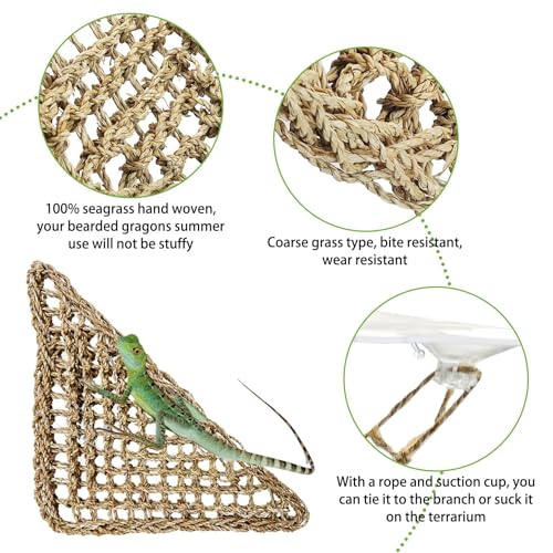 PIVBY 4 PCS Bearded Dragon Hammock, Bearded Dragon Tank Accessories, Flexible Reptile Jungle Vines Terrarium Decor for Chameleon, Lizards, Crested Geckos, Snakes, Lguana, Amphibian Reptiles Habitats - size: 4 PCS