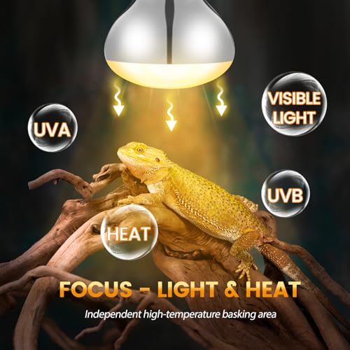 REPTITRIP 100W Reptile Heat Lamp, Full Spectrum UVA UVB Sun Light for Bearded Dragon Lizard Turtle